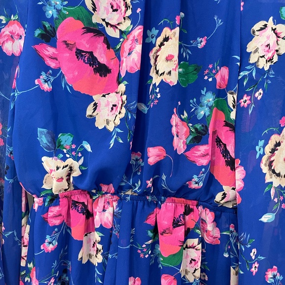Express small roper long flow sleeves in  blue floral print - Picture 5 of 10